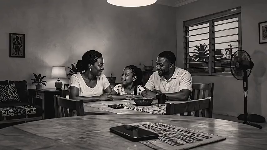Famille autour de la table — foyer en Afrique